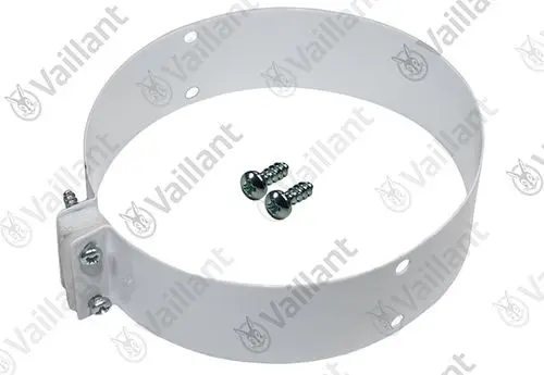 Weiße Halterung von Vaillant mit Befestigungsschrauben, geeignet für die Montage. Die Halterung hat mehrere Löcher zur Befestigung.